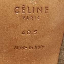 Celine Olive Green Suede Slingback  Block Heel Sandals Size 40.5