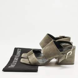 Celine Olive Green Suede Slingback  Block Heel Sandals Size 40.5