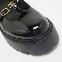 Pre Owned Celine Black Patent Leather Bulky Triomphe Loafers Size 37.5
