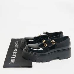 Pre Owned Celine Black Patent Leather Bulky Triomphe Loafers Size 37.5
