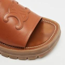 Celine Tan Leather Slide Sandals Size 39