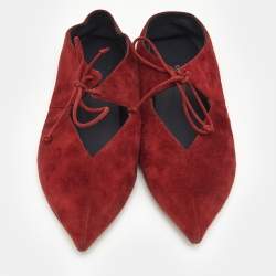 Pre Owned Celine Burgundy Suede Babouche Ballet Flats Size 38