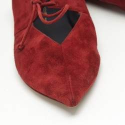 Pre Owned Celine Burgundy Suede Babouche Ballet Flats Size 38