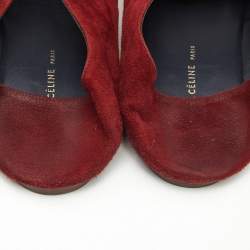 Pre Owned Celine Burgundy Suede Babouche Ballet Flats Size 38