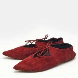 Pre Owned Celine Burgundy Suede Babouche Ballet Flats Size 38