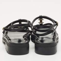 Pre Owned Celine Black Leather Clea Triomphe Strappy Sandals Size 38