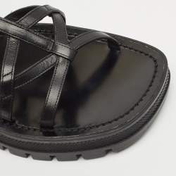 Pre Owned Celine Black Leather Clea Triomphe Strappy Sandals Size 38