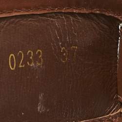 Pre Owned صندل سيلين بلاتفورم تريومف جلد بني وجلد شامواه مقاس 37