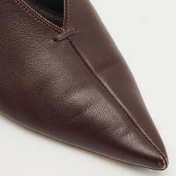 Pre Owned Celine Plum Leather V Neck Pumps Size 38