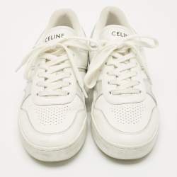 Pre Owned Celine White/Silver Leather Trainer Low Top Sneakers Size 39