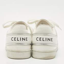 Pre Owned Celine White/Silver Leather Trainer Low Top Sneakers Size 39