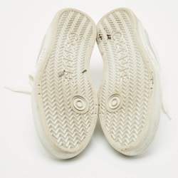 Pre Owned Celine White/Silver Leather Trainer Low Top Sneakers Size 39
