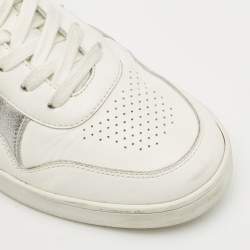 Pre Owned Celine White/Silver Leather Trainer Low Top Sneakers Size 39