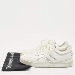 Pre Owned Celine White/Silver Leather Trainer Low Top Sneakers Size 39