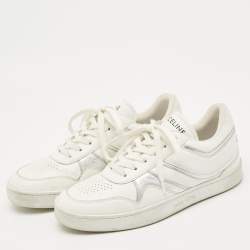 Pre Owned Celine White/Silver Leather Trainer Low Top Sneakers Size 39