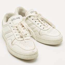 Pre Owned Celine White Leather Trainer Low Top Sneakers  Size 37