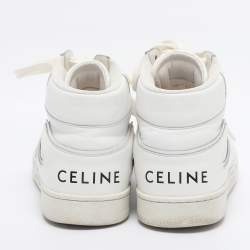 Pre Owned Celine White Leather CT-01 Z High Top Sneakers Size 38