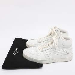 Pre Owned Celine White Leather CT-01 Z High Top Sneakers Size 38