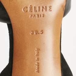 Pre Owned Celine Black Leather and Suede Slingback Pumps Size 38.5