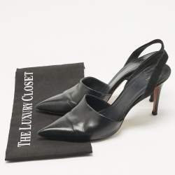 Pre Owned Celine Black Leather and Suede Slingback Pumps Size 38.5