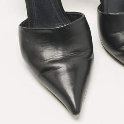 Pre Owned Celine Black Leather and Suede Slingback Pumps Size 38.5
