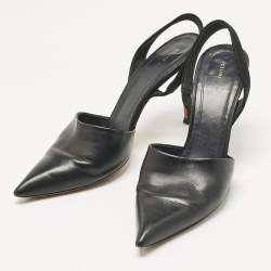 Pre Owned Celine Black Leather and Suede Slingback Pumps Size 38.5