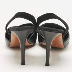 Pre Owned Celine Black Leather and Suede Slingback Pumps Size 38.5