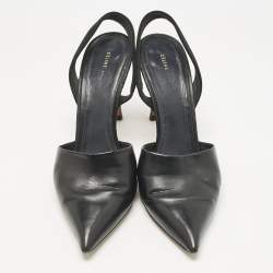 Pre Owned Celine Black Leather and Suede Slingback Pumps Size 38.5
