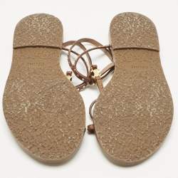 Pre Owned Celine Brown Leather Ankle Strap Flats Sandals Size 39