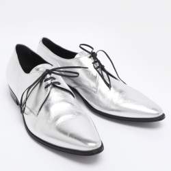 Pre Owned Celine Silver Leather Lace Up Derby Size 39