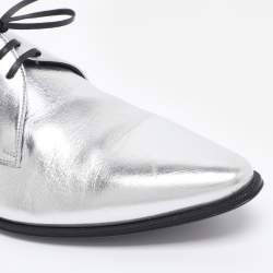 Pre Owned Celine Silver Leather Lace Up Derby Size 39