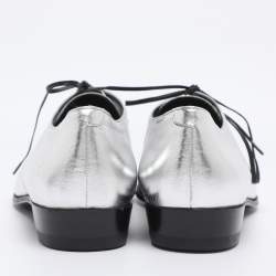 Pre Owned Celine Silver Leather Lace Up Derby Size 39