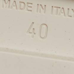 Pre Owned Celine Ivory Canvas Patapans Lace Up Ankle Boots Size 40