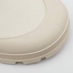 Pre Owned Celine Ivory Canvas Patapans Lace Up Ankle Boots Size 40