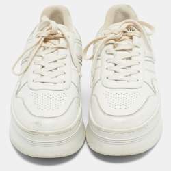 Pre Owned Celine White Leather Platform Lace Up Sneakers Size 39