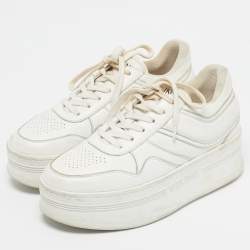 Pre Owned Celine White Leather Platform Lace Up Sneakers Size 39