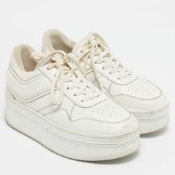 Pre Owned Celine White Leather Platform Lace Up Sneakers Size 39
