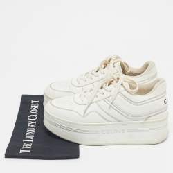 Pre Owned Celine White Leather Platform Lace Up Sneakers Size 39