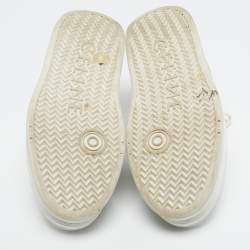 Pre Owned Celine White Leather Platform Lace Up Sneakers Size 39