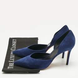 Pre Owned Celine Navy Blue Suede D'orsay Pumps Size 38