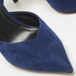 Pre Owned Celine Navy Blue Suede D'orsay Pumps Size 38