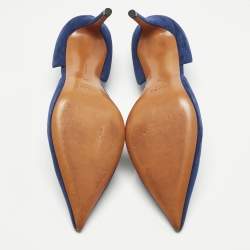 Pre Owned Celine Navy Blue Suede D'orsay Pumps Size 38