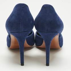 Pre Owned Celine Navy Blue Suede D'orsay Pumps Size 38