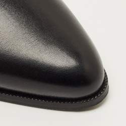 Pre Owned Celine Black Leather Block Heel Ankle Boots Size 37