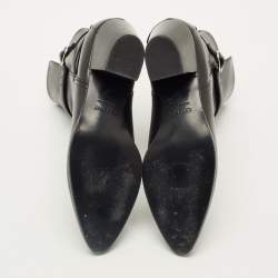 Pre Owned Celine Black Leather Block Heel Ankle Boots Size 37