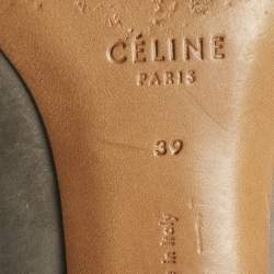 مملوكة مسبقًا Celine Grey Nubuck Leather V Neck Pointed Toe Pumps Size 39