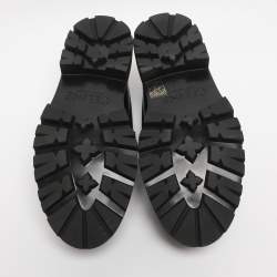 Pre Owned Celine Black Leather Luco Triomphe Chain Loafers Size 38