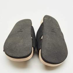 Pre Owned Celine Black/Beige Canvas Twist Flat Slide Size 40