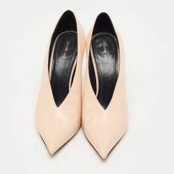 مملوكة مسبقًا Celine Beige Leather V Neck Pointed Toe Pumps Size 38