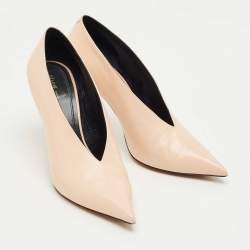 مملوكة مسبقًا Celine Beige Leather V Neck Pointed Toe Pumps Size 38